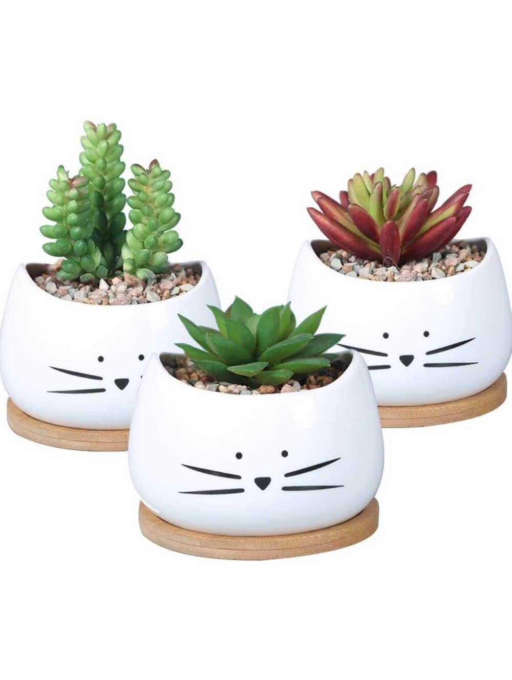 Koolkatkoo 3.2 Inch Cute Cat Ceramic Succulent Planter Pots